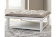 Kanwyn Whitewash Upholstered Ottoman Coffee Table - T937-21 - Gate Furniture