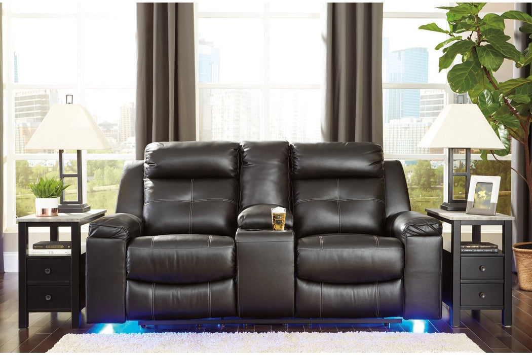 Kempten Black Reclining Loveseat with Console - 8210594 - Gate Furniture