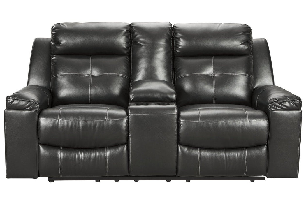 Kempten Black Reclining Loveseat with Console - 8210594 - Gate Furniture