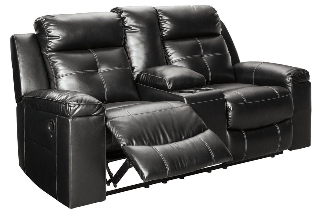 Kempten Black Reclining Loveseat with Console - 8210594 - Gate Furniture