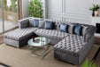 Larry Gray Velvet Double Chaise Sectional - LARRYGRAY-SEC - Gate Furniture