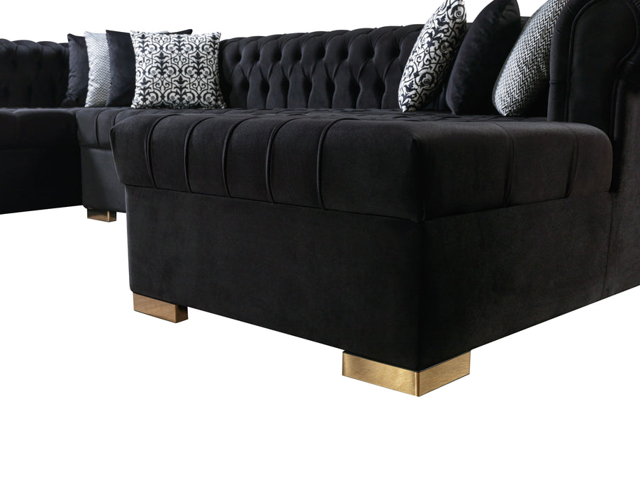 Lauren Black Velvet Double Chaise Sectional