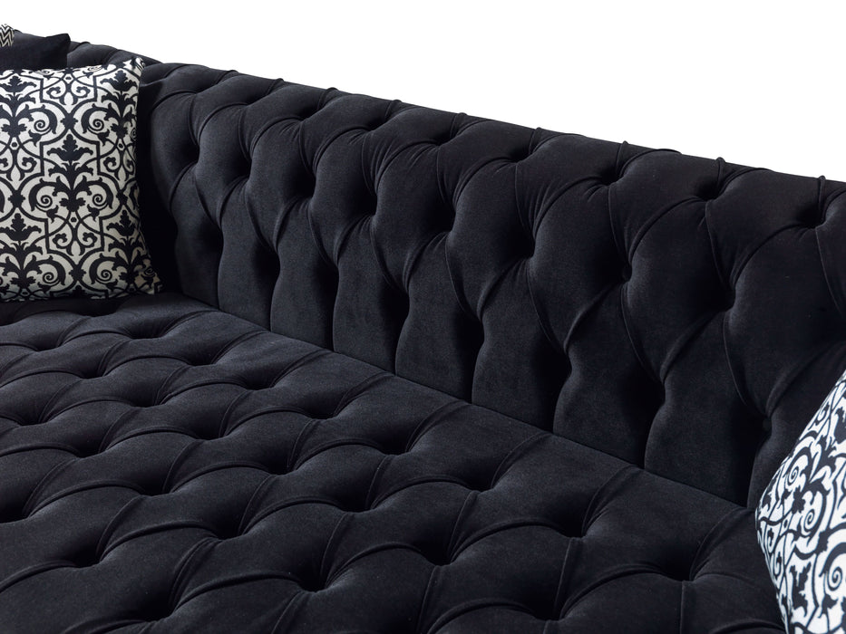 Lauren Black Velvet Double Chaise Sectional