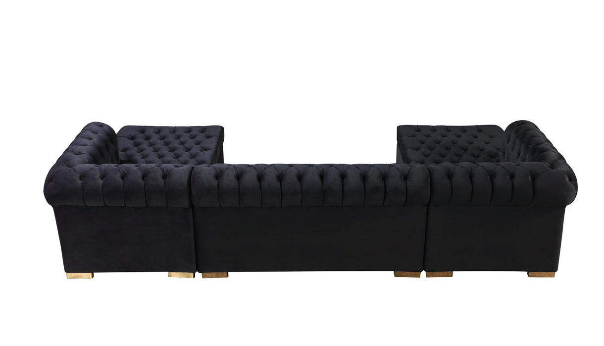 Lauren Black Velvet Double Chaise Sectional