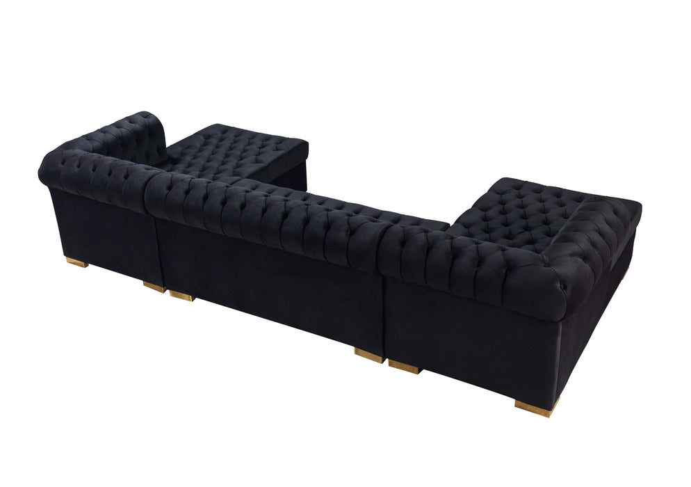 Lauren Black Velvet Double Chaise Sectional