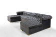 Lauren Gray Velvet Double Chaise Sectional - LAURENGRAY-SEC - Gate Furniture