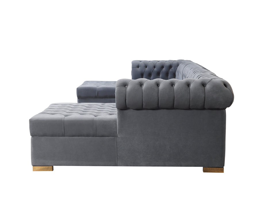 Lauren Gray Velvet Double Chaise Sectional