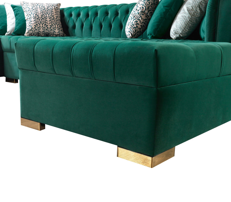 Lauren Green Velvet Double Chaise Sectional