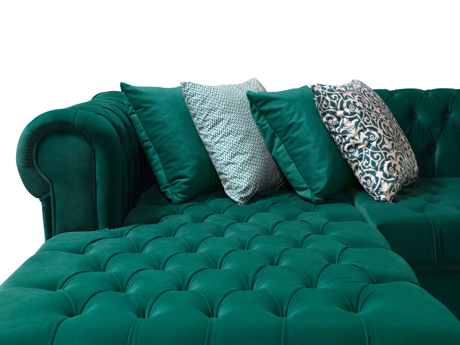 Lauren Green Velvet Double Chaise Sectional