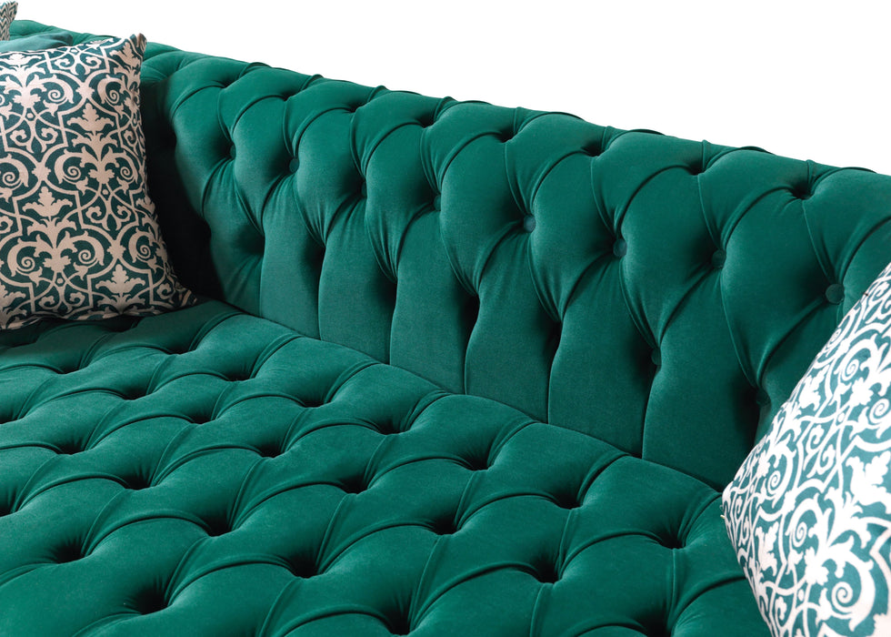 Lauren Green Velvet Double Chaise Sectional