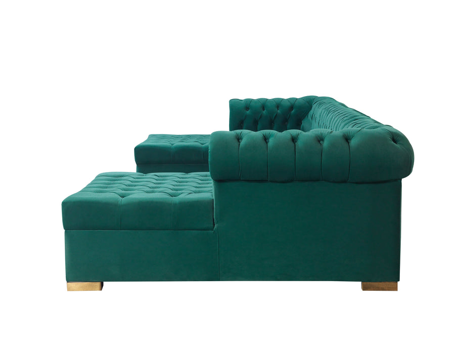 Lauren Green Velvet Double Chaise Sectional