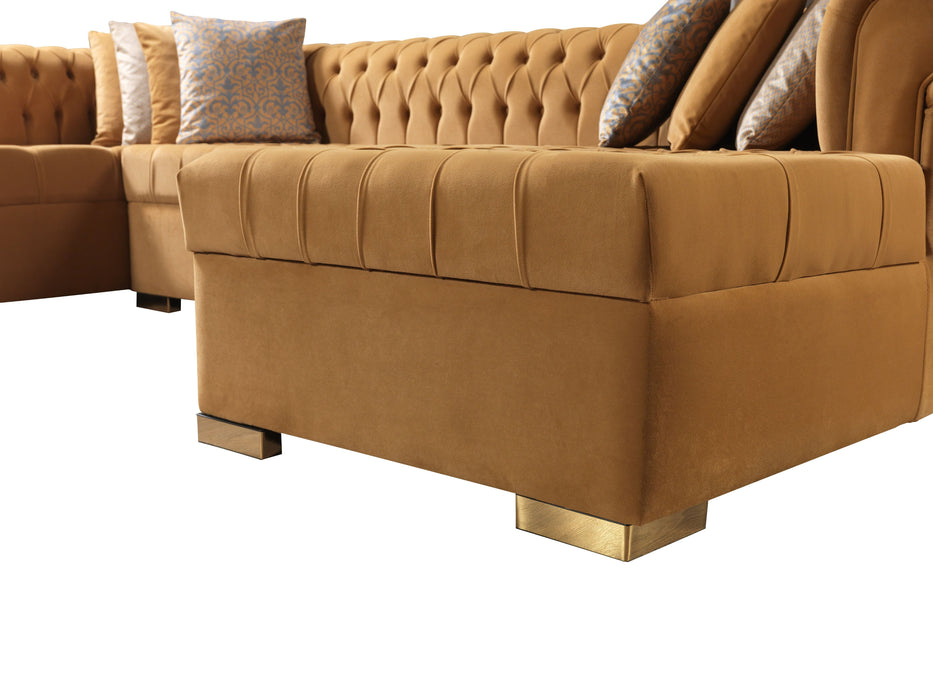 Lauren Mustard Velvet Double Chaise Sectional