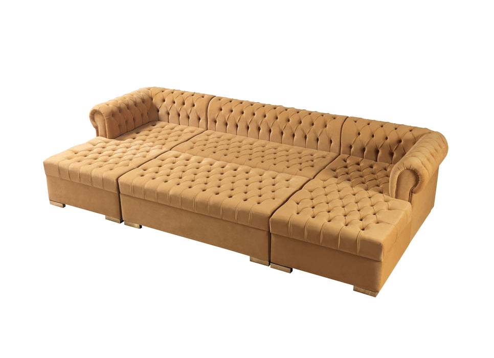 Lauren Mustard Velvet Double Chaise Sectional