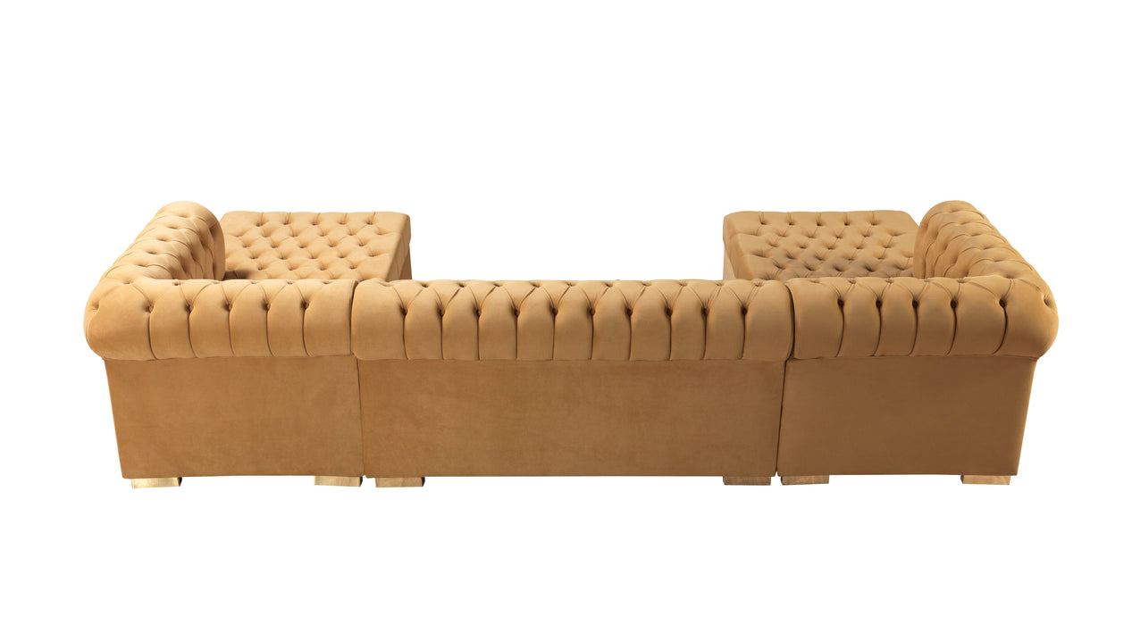 Lauren Mustard Velvet Double Chaise Sectional