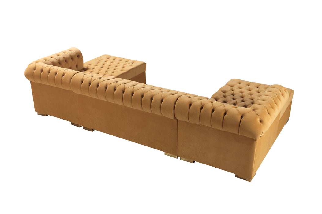 Lauren Mustard Velvet Double Chaise Sectional