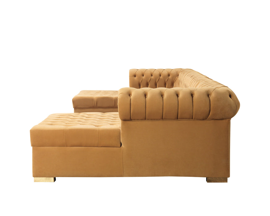 Lauren Mustard Velvet Double Chaise Sectional