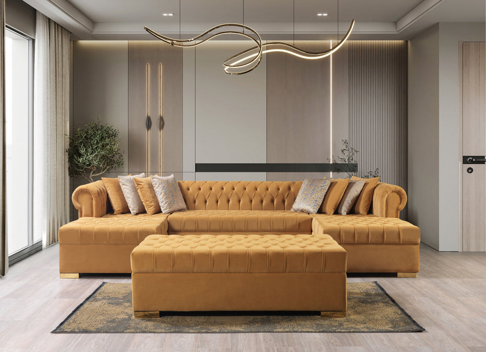 Lauren Mustard Velvet Double Chaise Sectional