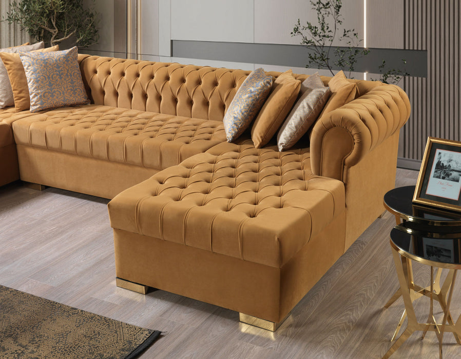 Lauren Mustard Velvet Double Chaise Sectional