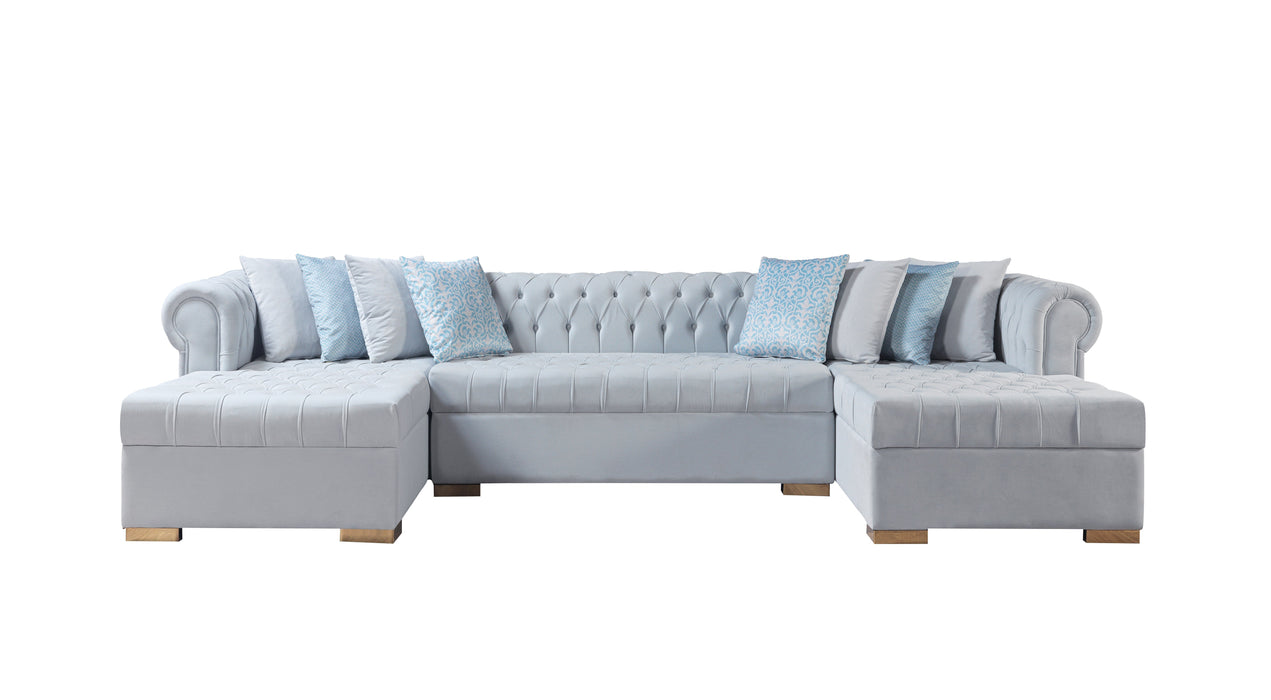 Lauren Pearl Velvet Double Chaise Sectional