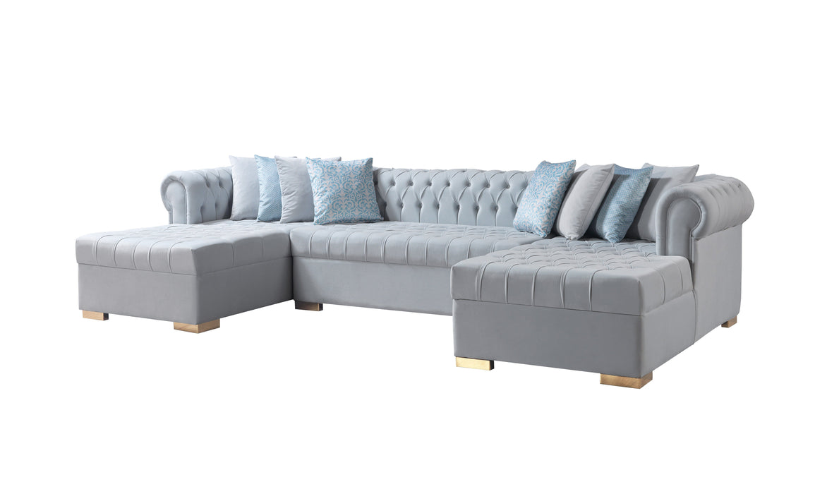 Lauren Pearl Velvet Double Chaise Sectional