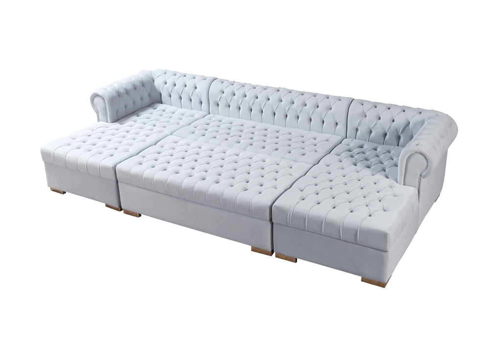 Lauren Pearl Velvet Double Chaise Sectional