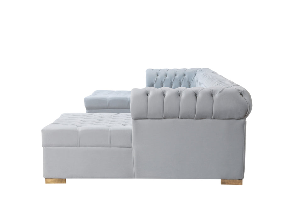 Lauren Pearl Velvet Double Chaise Sectional