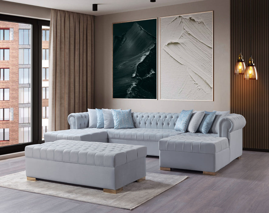 Lauren Pearl Velvet Double Chaise Sectional