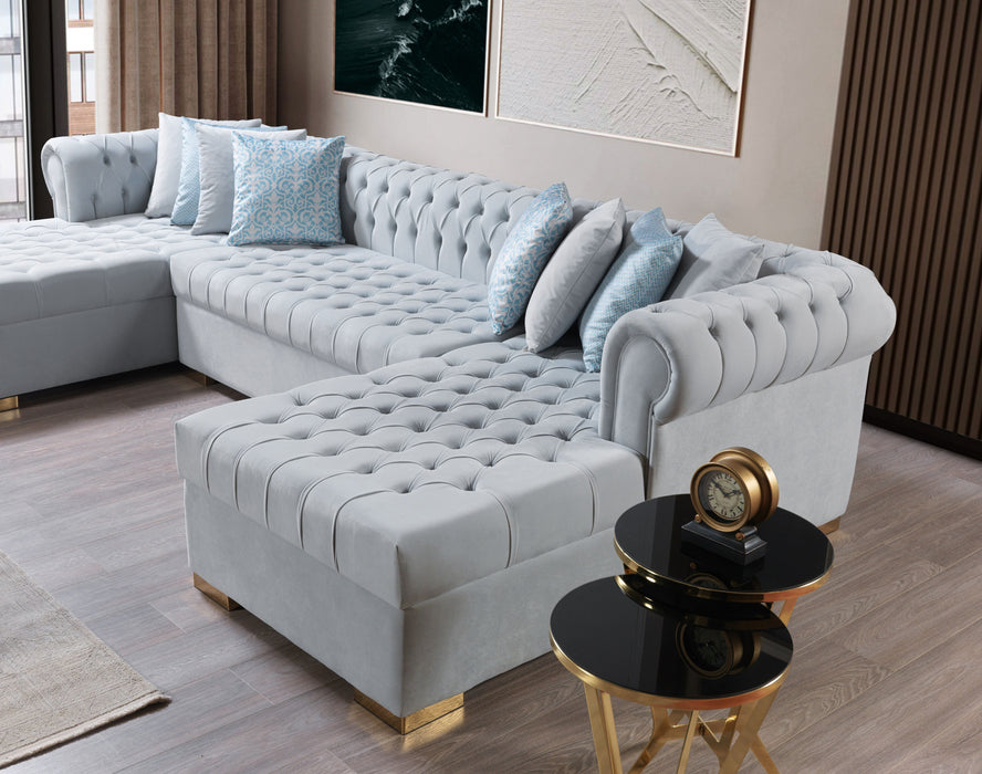 Lauren Pearl Velvet Double Chaise Sectional