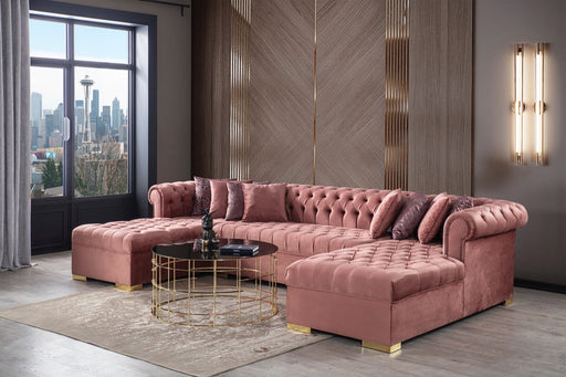 Lauren Pink Velvet Double Chaise Sectional - LAURENPINK-SEC - Gate Furniture