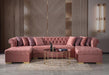 Lauren Pink Velvet Double Chaise Sectional - LAURENPINK-SEC - Gate Furniture