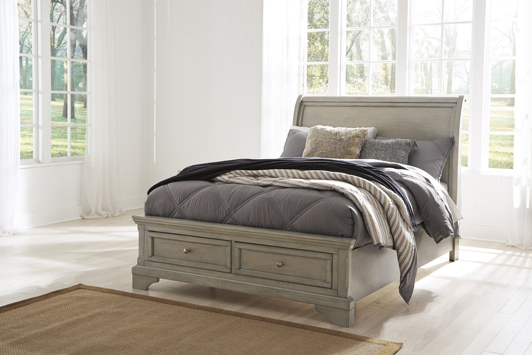 Lettner Light Gray Full Storage Platform Sleigh Bed - Gate Furniture