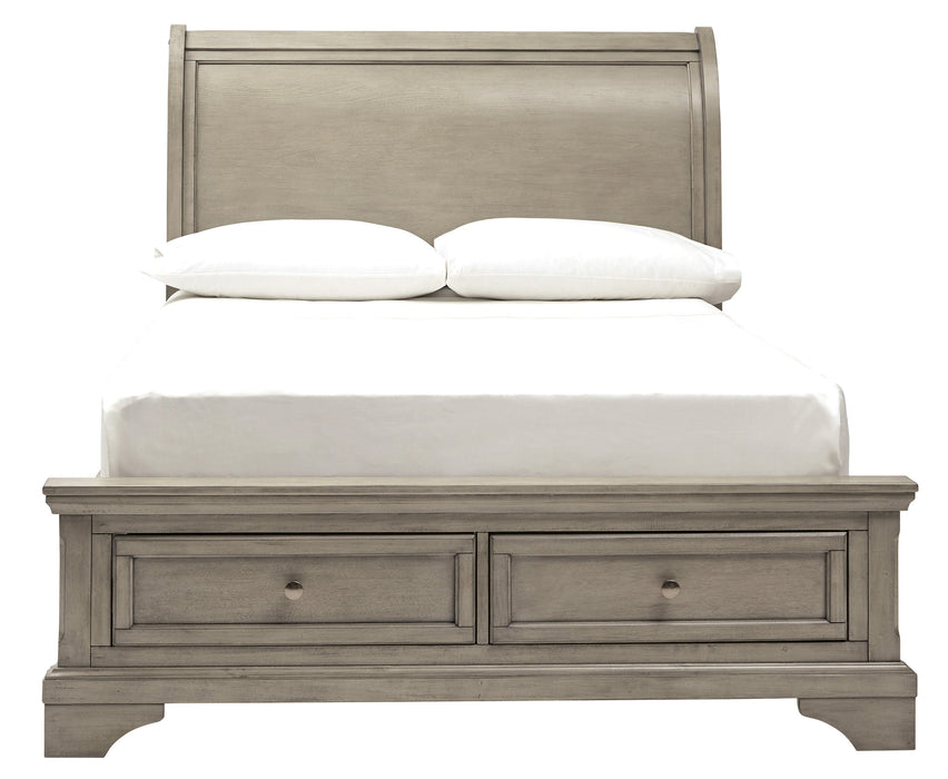 Lettner Light Gray Full Storage Platform Sleigh Bed - Gate Furniture