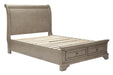 Lettner Light Gray Full Storage Platform Sleigh Bed - Gate Furniture