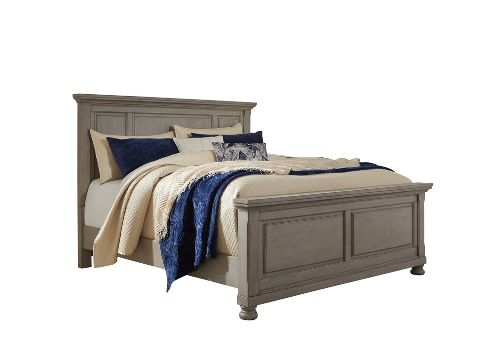 Lettner Light Gray King Panel Bed - Gate Furniture