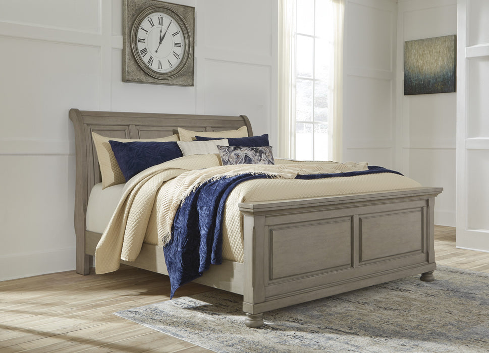 Lettner Light Gray King Sleigh Bed - Gate Furniture