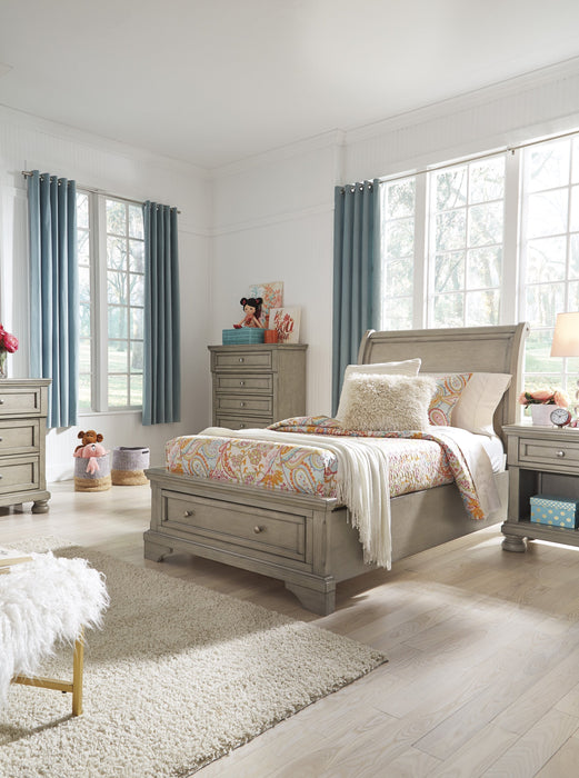 Lettner Light Gray Storage Platform Sleigh Youth Bedroom Set - Gate Furniture