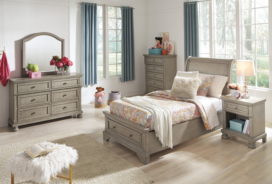 Lettner Light Gray Storage Platform Sleigh Youth Bedroom Set - Gate Furniture