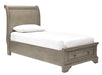 Lettner Light Gray Twin Storage Platform Sleigh Bed - Gate Furniture