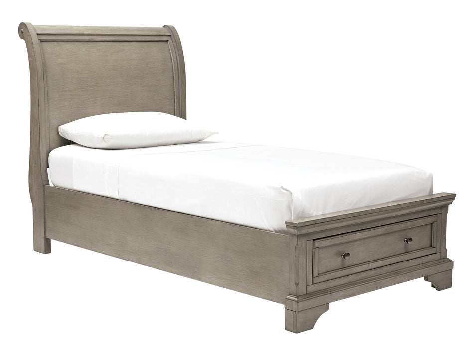 Lettner Light Gray Twin Storage Platform Sleigh Bed - Gate Furniture