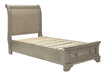 Lettner Light Gray Twin Storage Platform Sleigh Bed - Gate Furniture