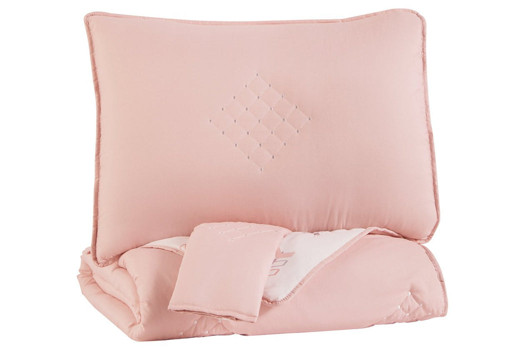 Lexann Pink/White/Gray Full Comforter Set - Q901003F - Gate Furniture