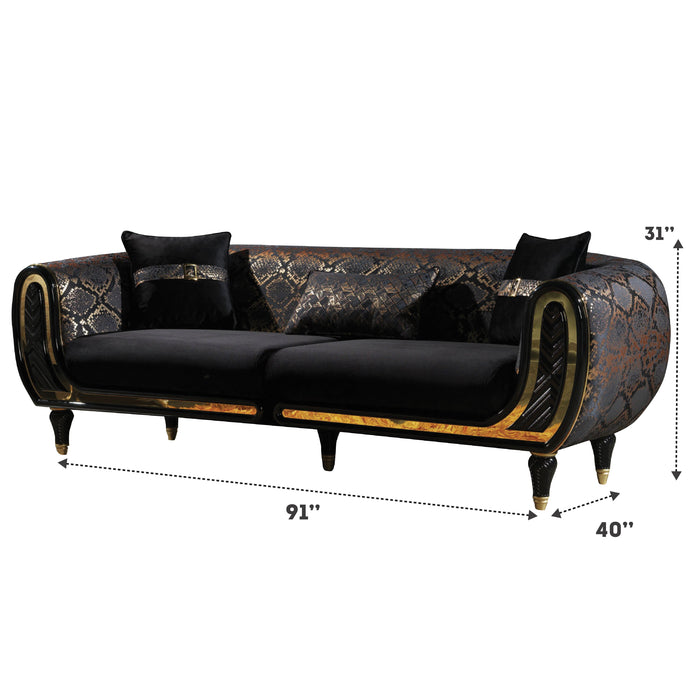 Lima 91 in. Sofa in Black - SB-LIMA-BLACK - In Stock Furniture