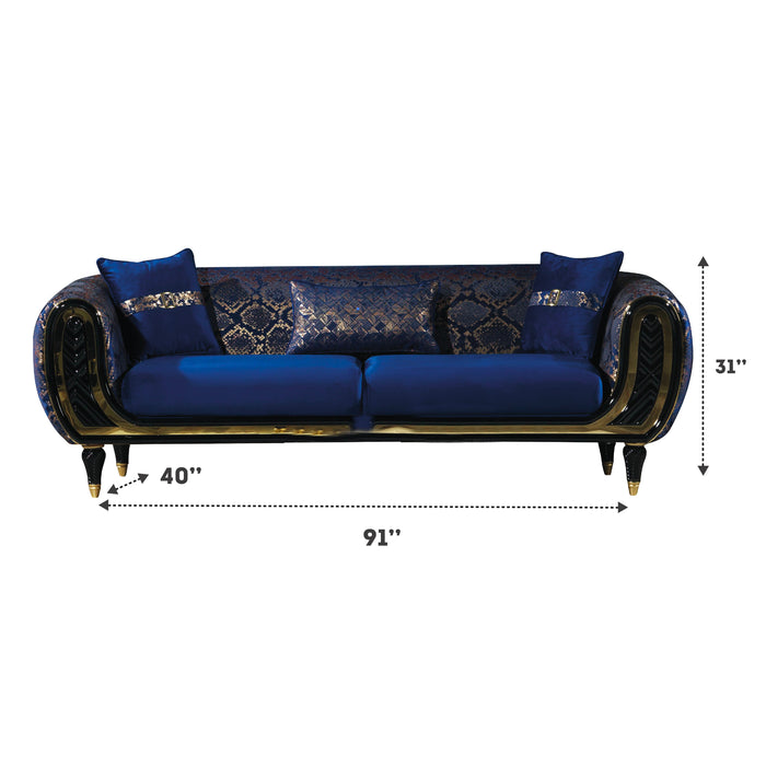 Lima 91 in. Sofa in Blue - SB-LIMA-BLUE - In Stock Furniture