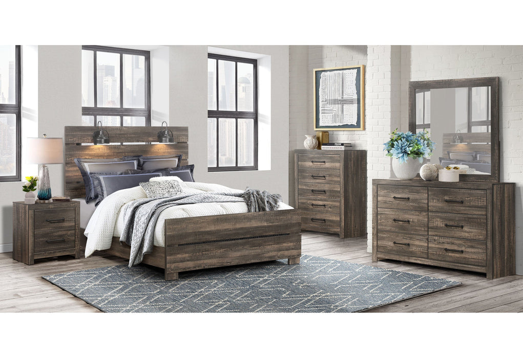 Linwood Dark Oak Queen Bed Group With Lamps - LINWOOD-QBG-N - Gate Furniture