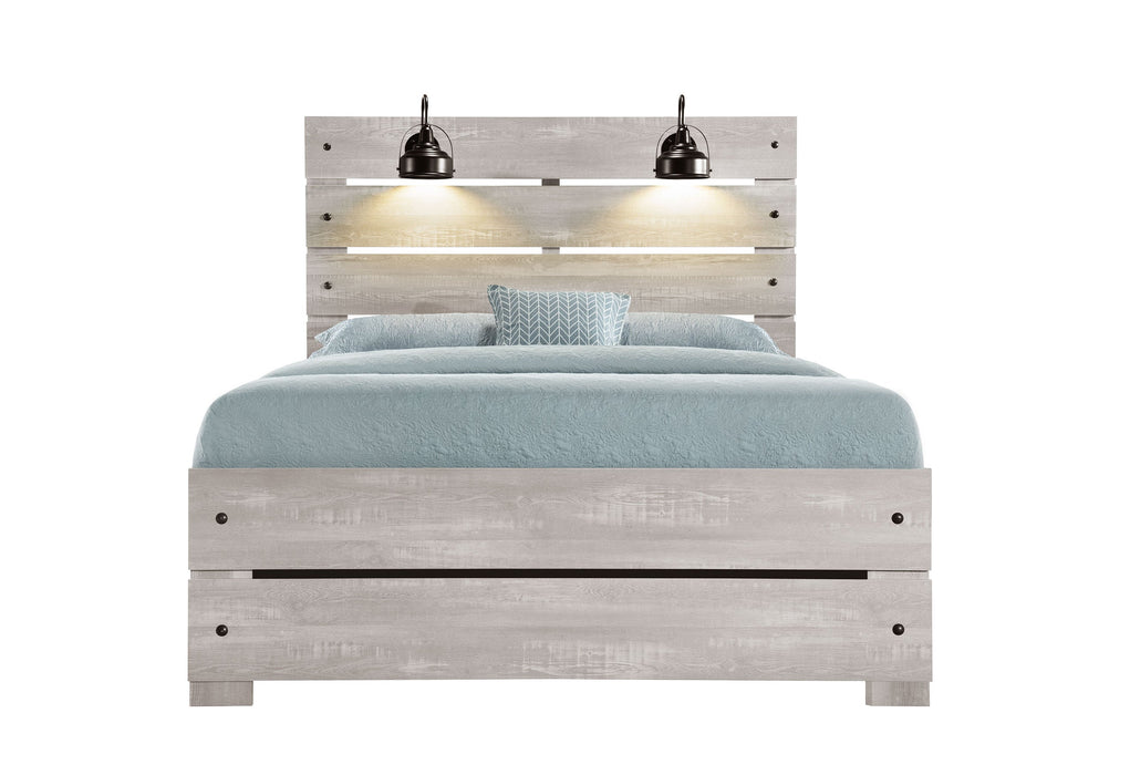 Linwood White Wash Queen Bed Group With Lamps - LINWOOD-WHITE WASH-QBG-N - Gate Furniture