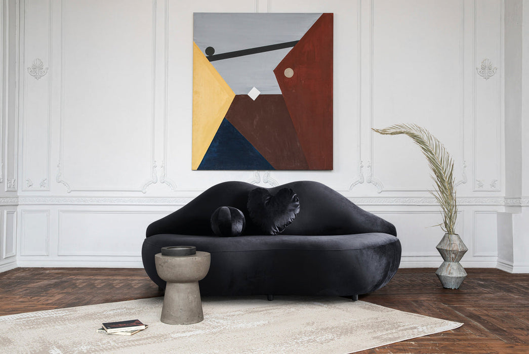 Lips Black Velvet Loveseat - In Stock Furniture