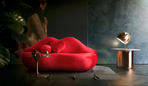 Lips Red Velvet Loveseat - In Stock Furniture