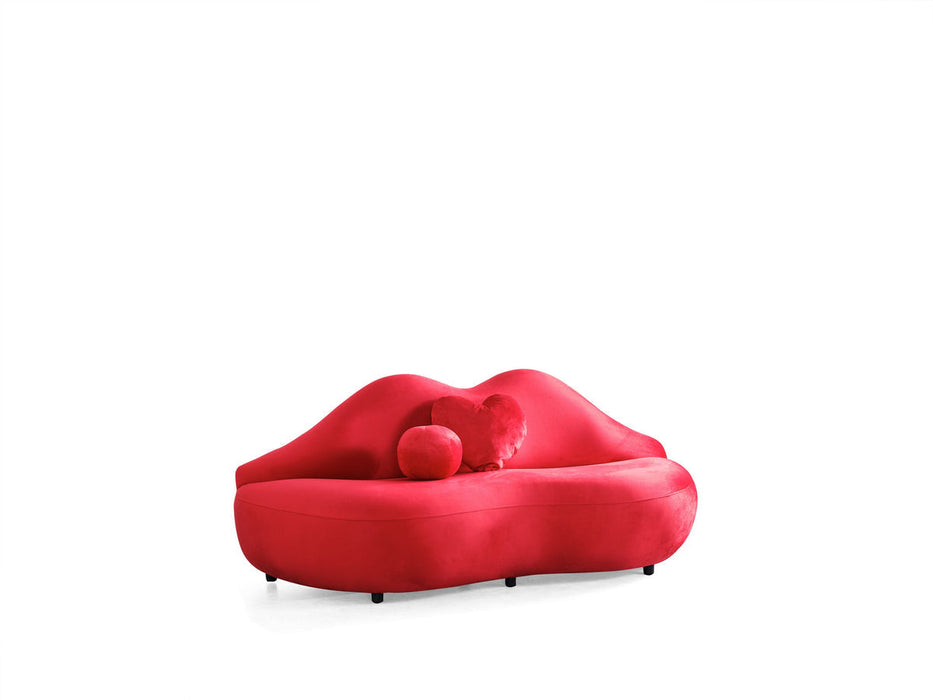 Lips Red Velvet Loveseat - In Stock Furniture