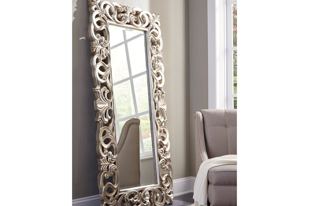 Lucia Antique Silver Finish Floor Mirror - A8010123 - Gate Furniture