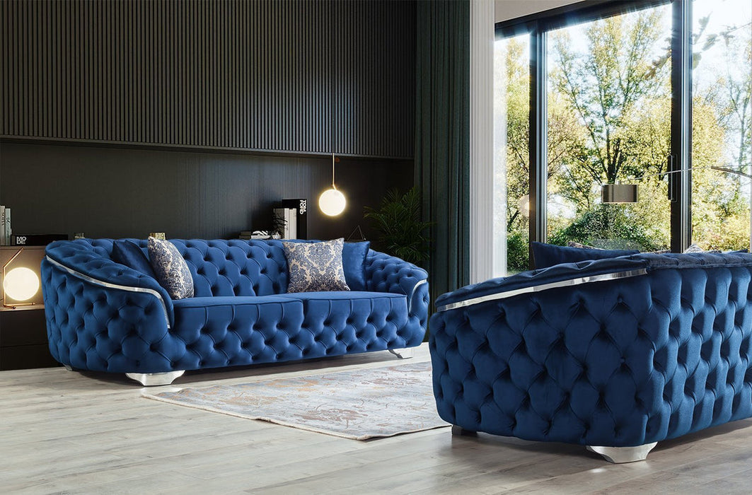 Lupino Blue Velvet Sofa & Loveseat - LUPINOBLUE-SL - Gate Furniture